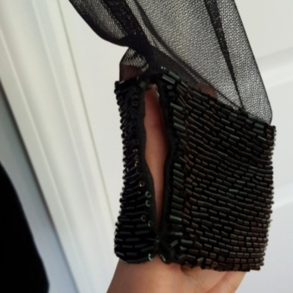 Vintage 1980s 1990s Stephen Yearick Lillie Rubin Sweetheart Sequined Mesh Dress - Picture 7 of 8